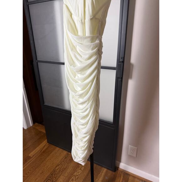 House of CB Valentina White Asymmetric Cutout Midi Dress Size Small - Picture 7 of 10